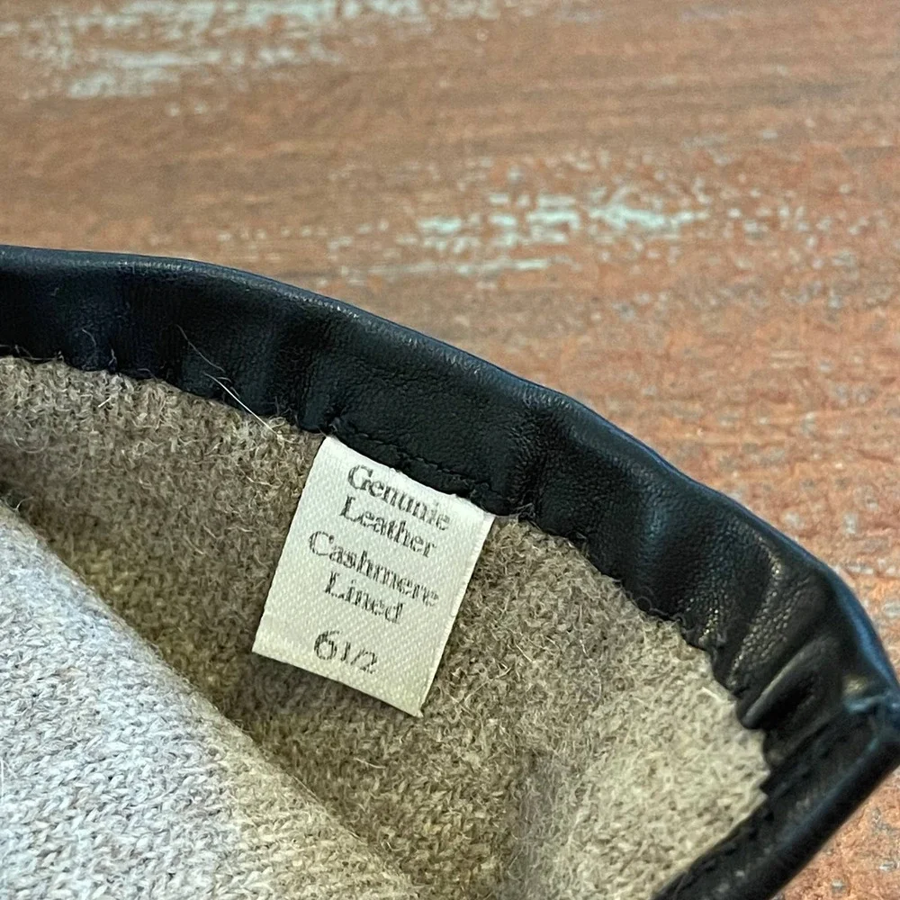 Women's Leather Cashmere Gloves Sz 6.5